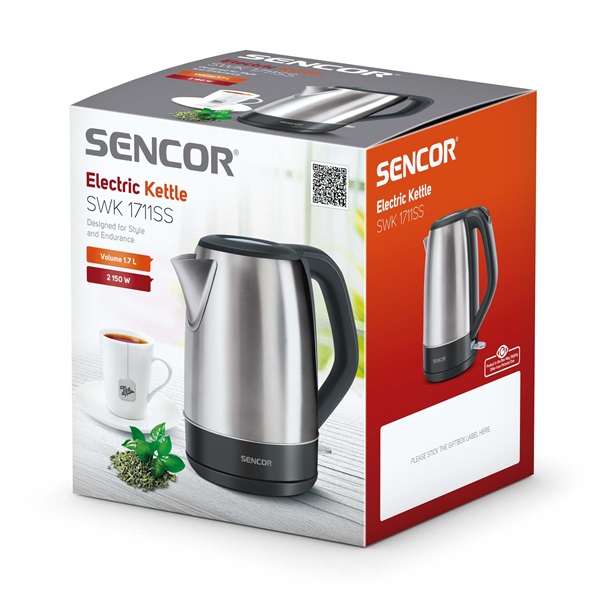 Sencor SWK 1711SS 1,7l inox-fekete vízforraló