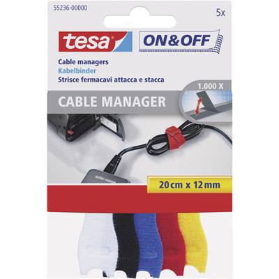 Tesa tépőzáras kábelkötöző, kábelkötegelő 5 részes készlet (H x Sz) 200 mm x 12 mm TESA On & Off 55236-00-00 Tesa tépőzáras kábelkötöző, kábelkötegelő 5 részes készlet (H x Sz) 200 mm x 12 mm TESA On & Off 55236-00-00