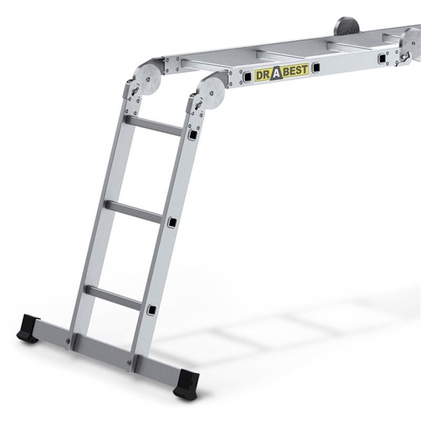 DRABEST HOME 4x3 lépcsős univerzális alumínium létra, összecsukható, 150 kg teherbírás, DR-AL-DU-HOME-4X3