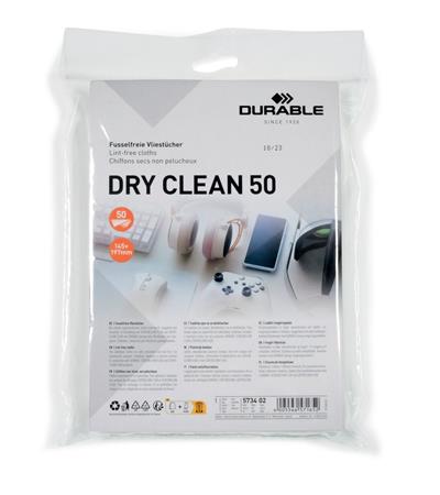 Durable Tisztítókendő, képernyőhöz, 50 db,  "DRY CLEAN 50", fehér (DB573402)