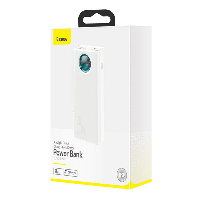 Baseus Amblight Powerbank 30000mAh, 4xUSB, USB-C, 65W (fehér) Baseus Amblight Powerbank 30000mAh, 4xUSB, USB-C, 65W (fehér)