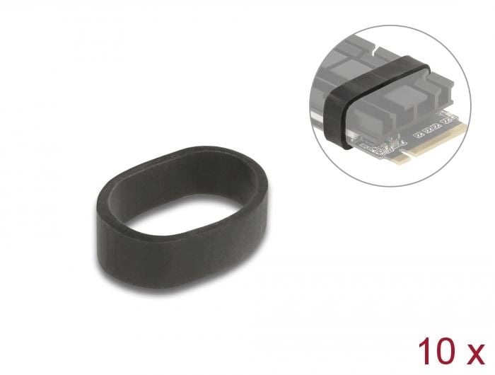 Delock 18409 gumigyűrű M.2 SSD és hűtőborda összefogására 10db fekete