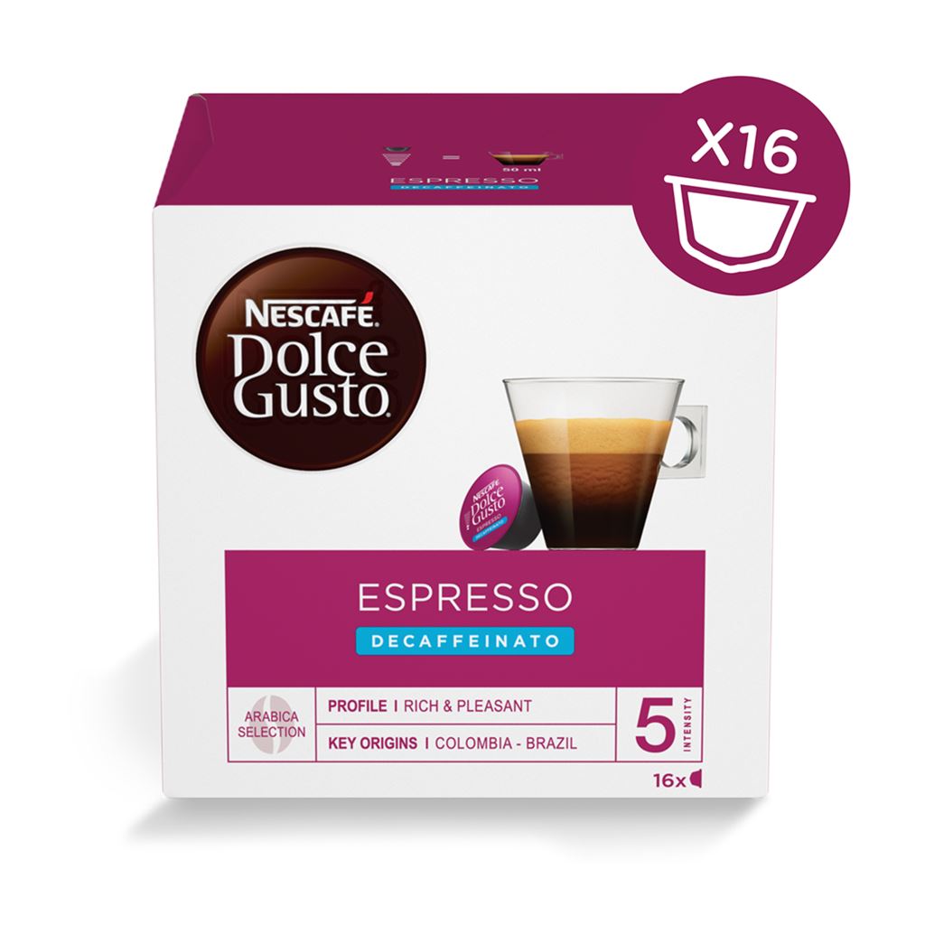 Kávékapszula, 16x6 g, NESCAFÉ DOLCE GUSTO "Espresso", koffeinmentes Kávékapszula, 16x6 g, NESCAFÉ DOLCE GUSTO "Espresso", koffeinmentes