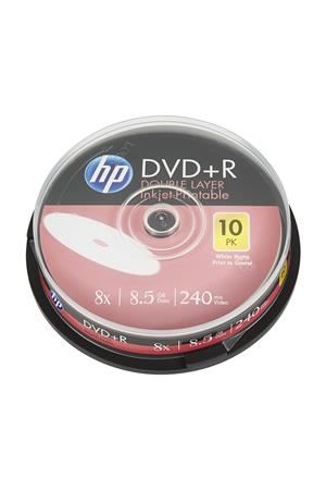 HP DVD+R DL 8.5GB 8x Dual Layer DVD lemez nyomtatható hengeres 10db/henger (DVDH+8DLB10N) HP DVD+R DL 8.5GB 8x Dual Layer DVD lemez nyomtatható hengeres 10db/henger (DVDH+8DLB10N)