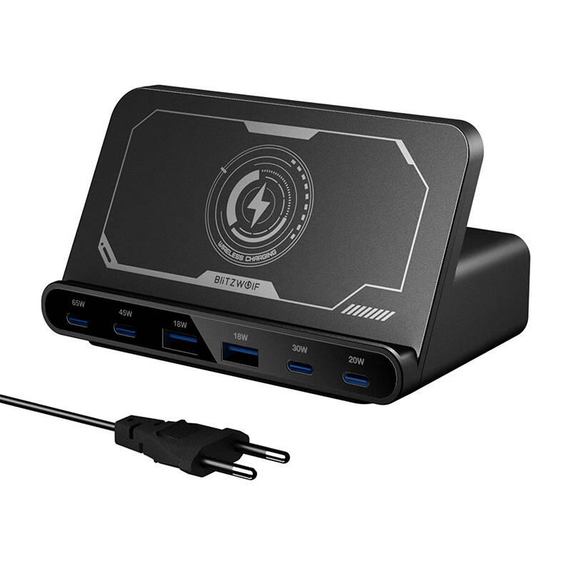BlitzWolf BW-S27  2xUSB-A  4xUSB-C  asztali töltő Fekete 