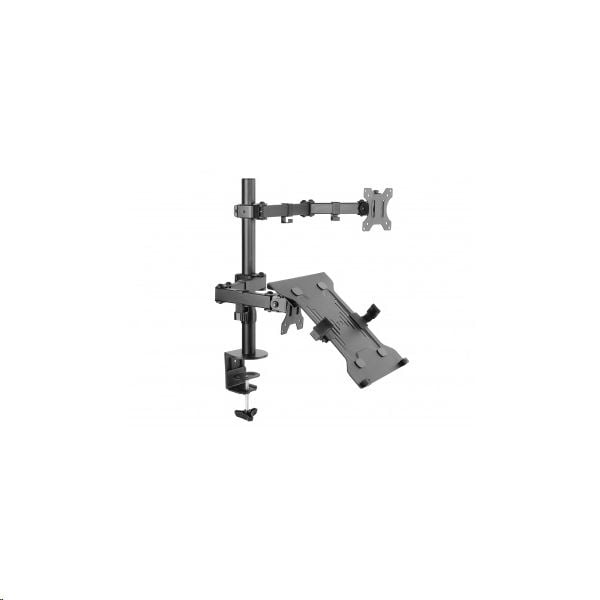 Equip 650119 monitor/laptop konzol 13"-32", 2 monitor, dönthető, forgatható, állítható magasság, Max.: 8kg, fekete Equip 650119 monitor/laptop konzol 13"-32", 2 monitor, dönthető, forgatható, állítható magasság, Max.: 8kg, fekete