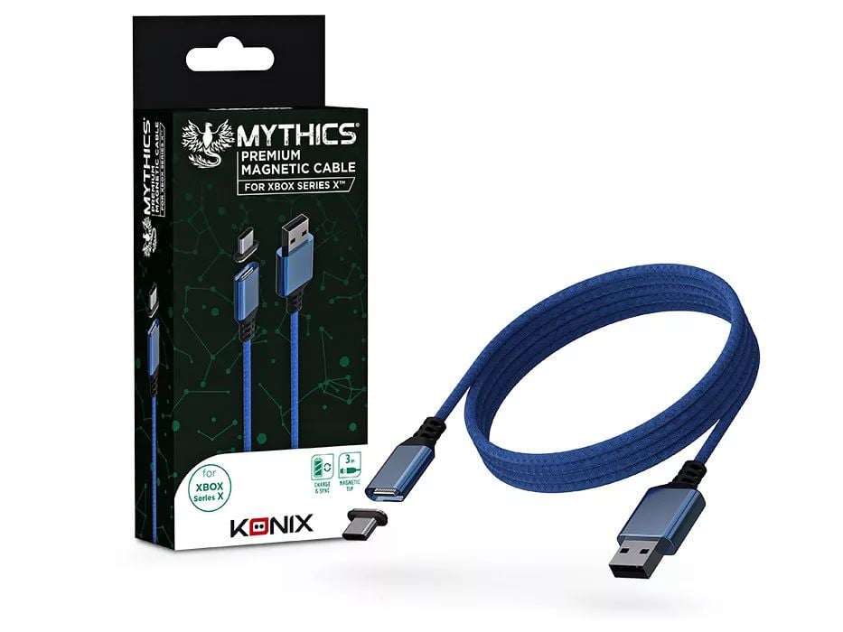 Konix Mythics KX-MCC-SERX-B USB-A - USB-C Xbox Series X/S kontroller töltő kábel mágneses fejjel 3m kék