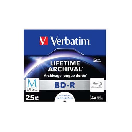VERBATIM archiváló nyomtatható  M-DISC 25GB  4x, 1 db normál tok  BD-R BluRay lemez