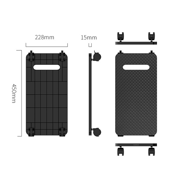 Orico CPB1-BK 22,8 x 45 x 1,5 cm gurulós műanyag Számítógép állvány Fekete Orico CPB1-BK 22,8 x 45 x 1,5 cm gurulós műanyag Számítógép állvány Fekete