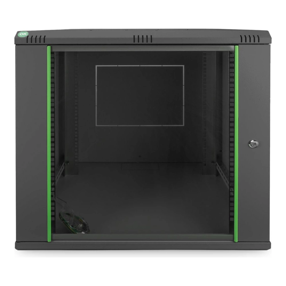DIGITUS Dynamic Basic 19" 12U 611x600x600mm üvegajtós fekete fali rack szekrény