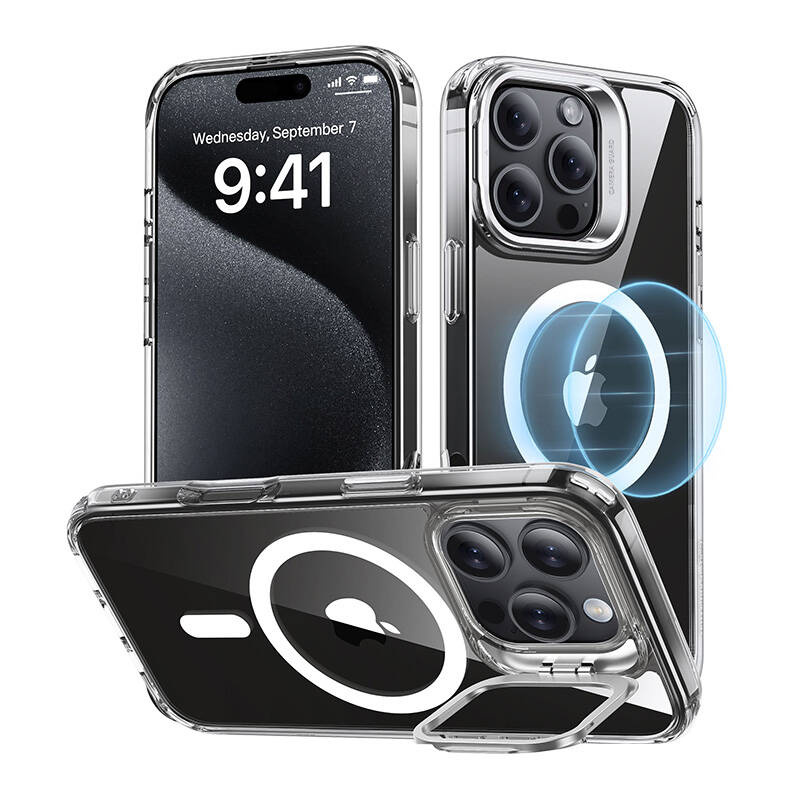 ESR Classic Hybrid (HaloLock) tok állvánnyal iPhone 16 Pro készülékhez (átlátszó)