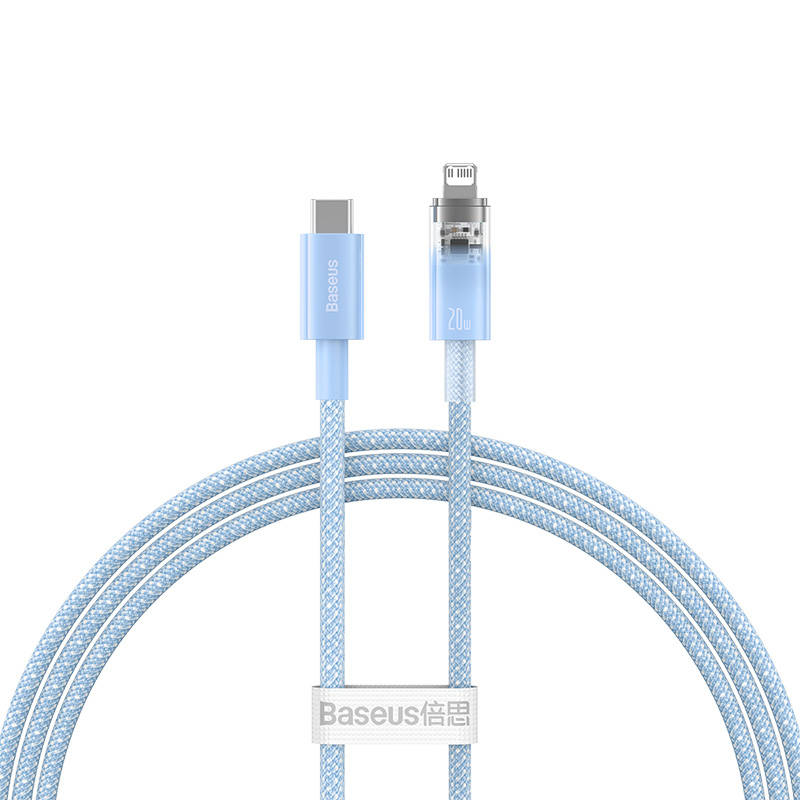 Fast Charging cable Baseus USB-C to Lightning  Explorer Series 1m, 20W (blue)