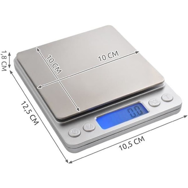 Digitális ékszer és konyhai mérleg 2kg-ig, mérési pontosság 0,1g