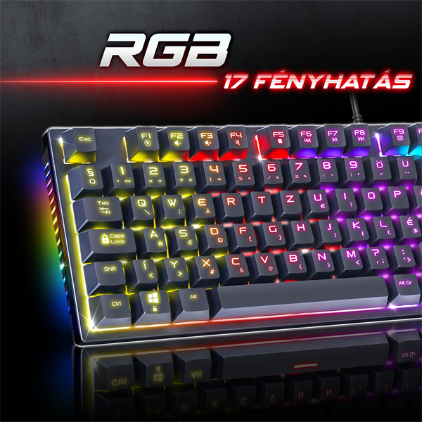 Spirit of Gamer Billentyűzet Mechanikus XPERT K250  105 gomb  SOG red RGB LED USB fekete HU