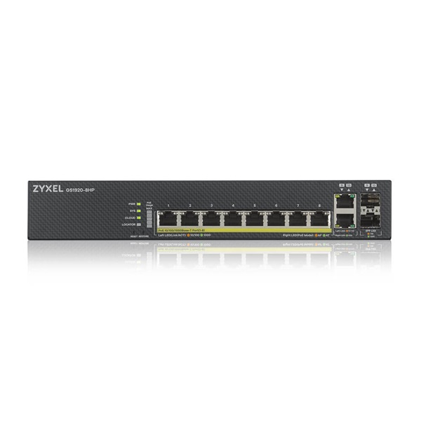 ZyXEL GS1920-8HPv2 8port GbE LAN PoE (130W) 2port Gbe combo RJ45/SFP L2 menedzselhető switch ZyXEL GS1920-8HPv2 8port GbE LAN PoE (130W) 2port Gbe combo RJ45/SFP L2 menedzselhető switch