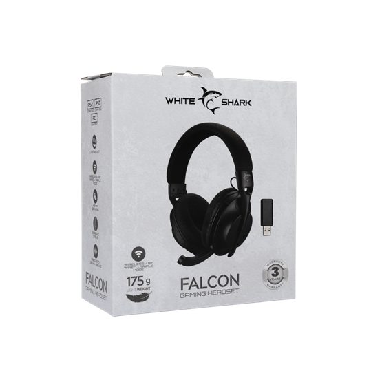  White Shark GH-2441B FALCON vezeték nélküli gamer fejhallgató mikrofonnal Fekete