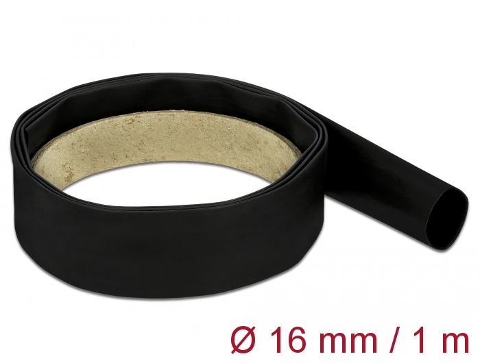 Delock Fekete zsugorcső 1 m x 16 mm (18976)