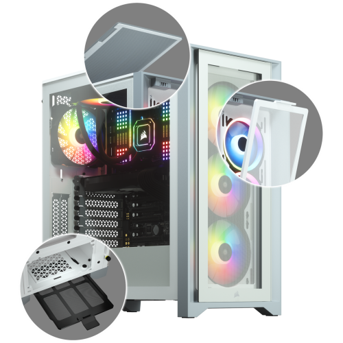 CORSAIR iCUE 4000X RGB számítógépház Fehér