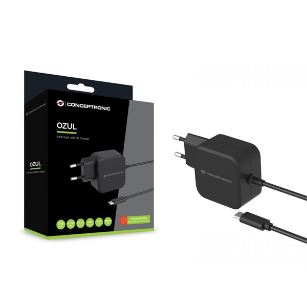 Conceptronic  OZUL04BE USB-C  67W 3,3-21V 1,8m Univerzális Töltő adapter Fekete  