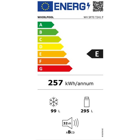 Whirlpool WH SP70 T241 P beépíthető alulfagyasztós hűtőszekrény fehér