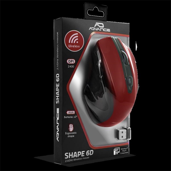 Advance SHAPE 6D Egér vezeték nélküli Piros 