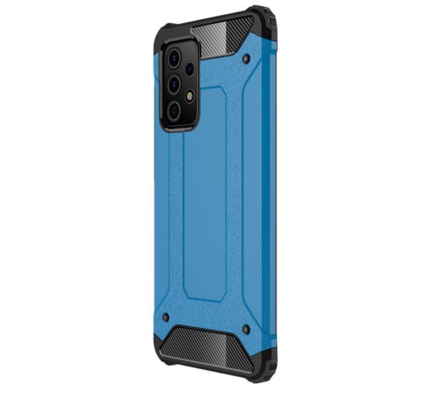 Defender műanyag telefonvédő (közepesen ütésálló, légpárnás sarok, szilikon belső, fémhatás) VILÁGOSKÉK [Samsung Galaxy A72 5G ...