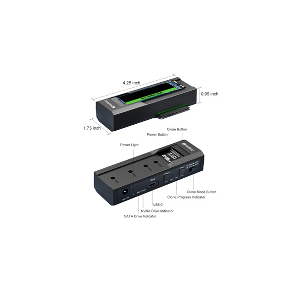 SANDBERG 136-49 USB dokkoló USB 3.2 Cloner and Dock for M2 + NVMe + SATA