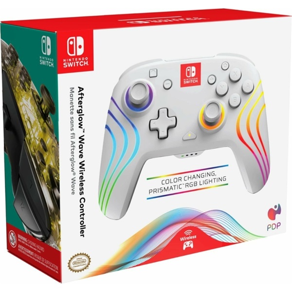 PDP Afterglow Wave Nintendo Switch RGB LED Lighting fehér vezeték nélküli kontroller