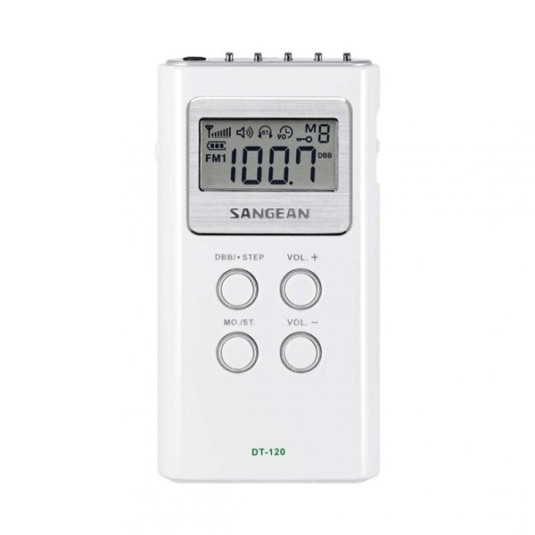 Sangean DT-120W AM/FM sztereó szintézeres fehér zsebrádió