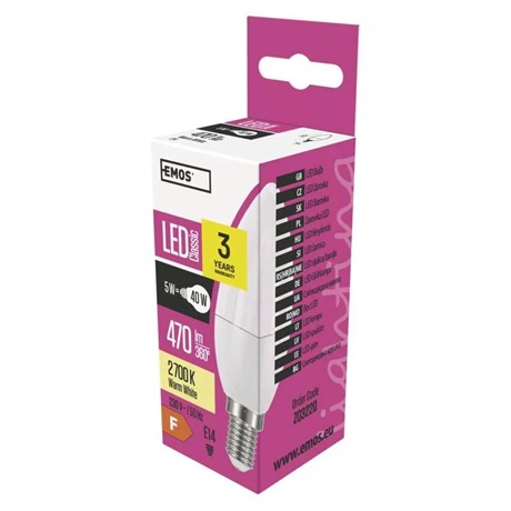 Emos ZQ3220 CLASSIC LED IZZÓ GYERTYA E14 5W 470LM MELEG FEHÉR