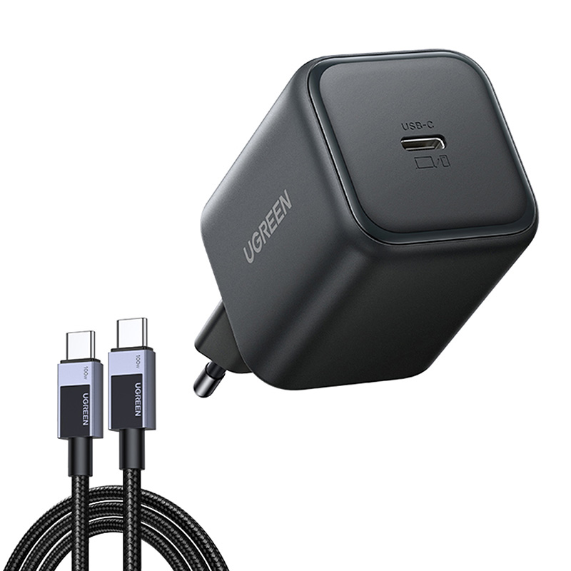 UGREEN X524 hálózati töltő, 45 W, USB-C GaN (fekete) + 1 m-es kábel