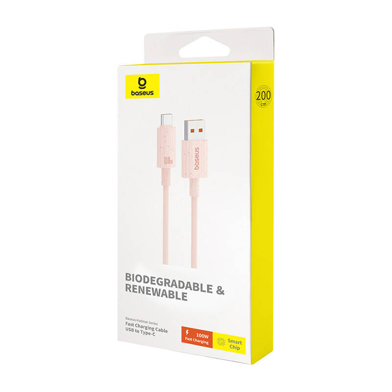 Fast Charging cable Baseus USB to USB-C Habitat Series 2m 100W (pink)