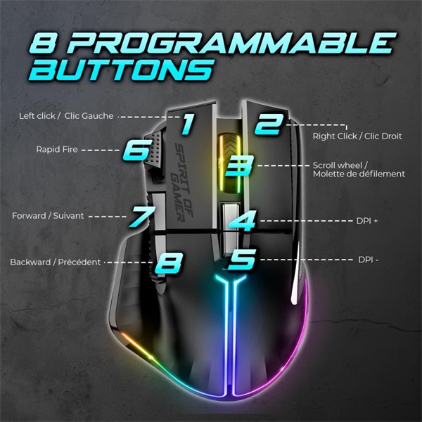 Spirit of Gamer  PRO-M5 Wireless Egér vezeték nélküli Fekete 