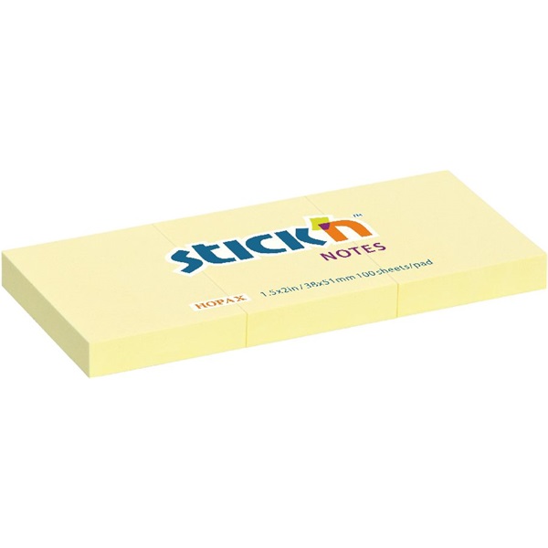 Stick`N 38x51mm 3x100 lap pasztell sárga öntapadó jegyzettömb