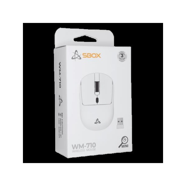 SBOX WM-710W 1200-3200pi 6D Vezeték nélküli egér Fehér SBOX WM-710W 1200-3200pi 6D Vezeték nélküli egér Fehér