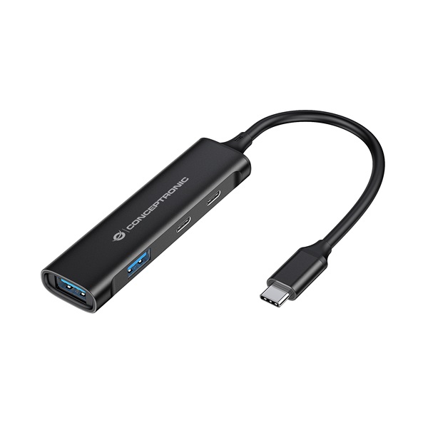 Conceptronic   HUBBIES12B 4 Port  USB-C to 2x USB-C+2x USB-A USB Hub Fekete 