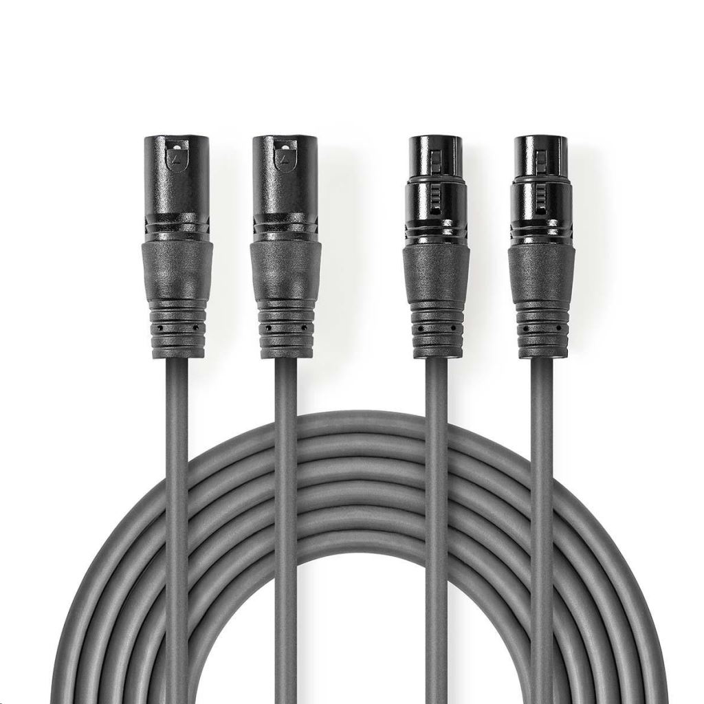 Nedis COTH15030GY30 egyensúlyozott XLR audiokábel 2 db XLR-3 csatlakozó -> 2db XLR-3 aljzat 3,0 m szürke Nedis COTH15030GY30 egyensúlyozott XLR audiokábel 2 db XLR-3 csatlakozó -> 2db XLR-3 aljzat 3,0 m szürke