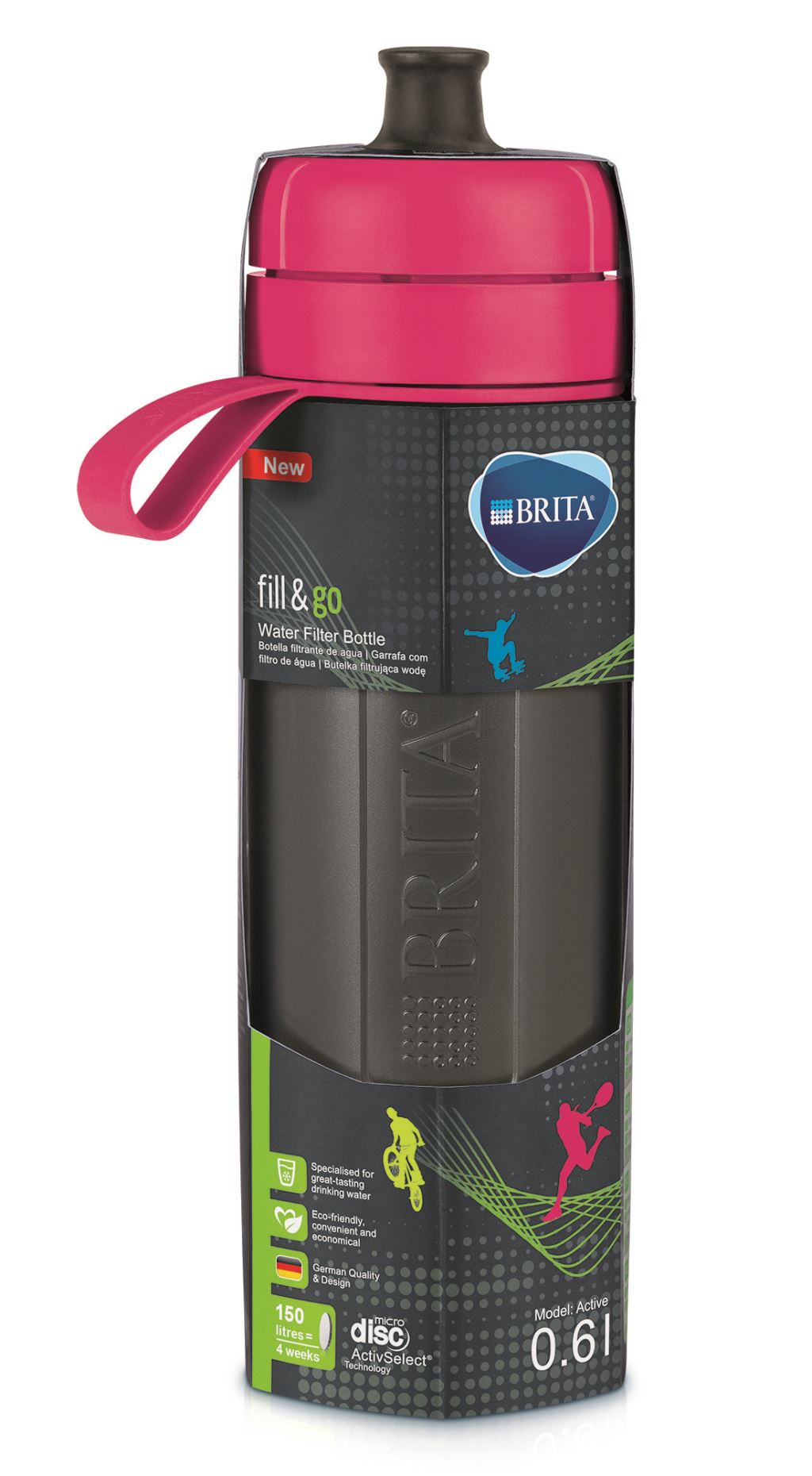 Brita Fill&Go Active vízszűrős kulacs, rózsaszín (1020337)