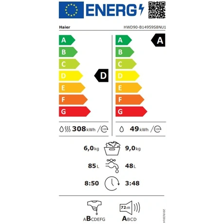 Haier HWD90B14959S8NUS Mosó- és szárítógép