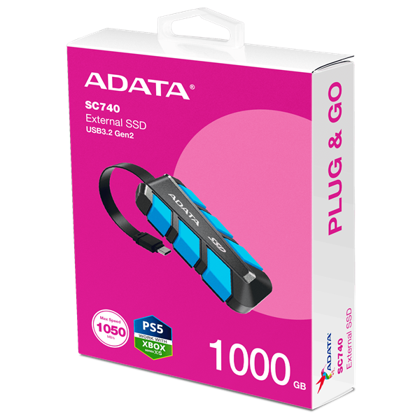 ADATA SC740    USB 3.2 1TB Külső SSD Kék ADATA SC740    USB 3.2 1TB Külső SSD Kék