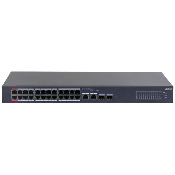 Dahua  CS4226-24ET-240 Cloud menedzsment 24x 100Mbps at/af PoE  2x 1Gbps Mendzselhető PoE switch