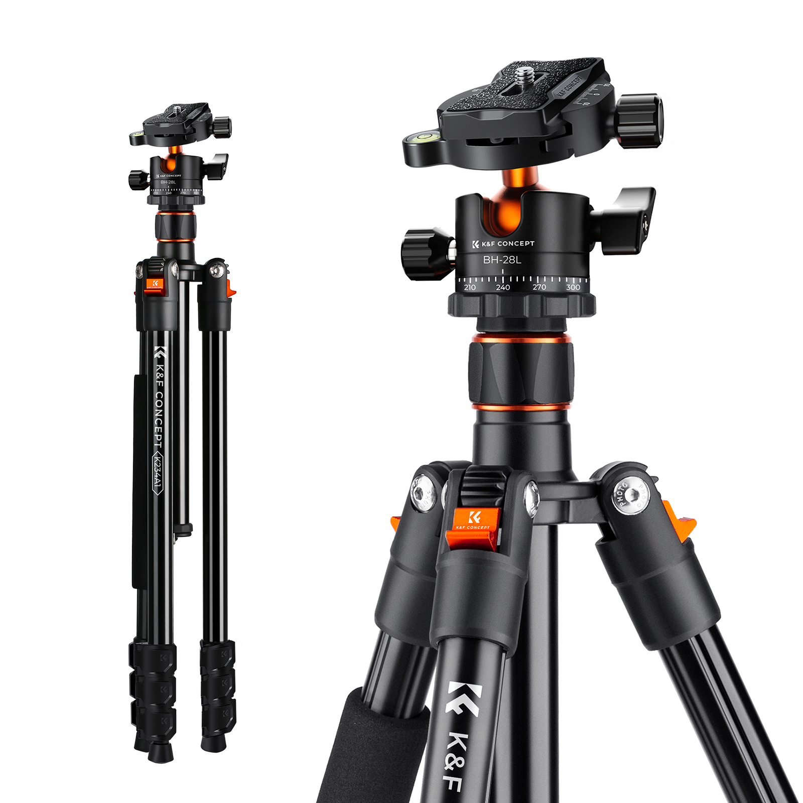 K&F Concept K234A1+BH-28L állvány, 156cm magasság, 10kg teherbírás