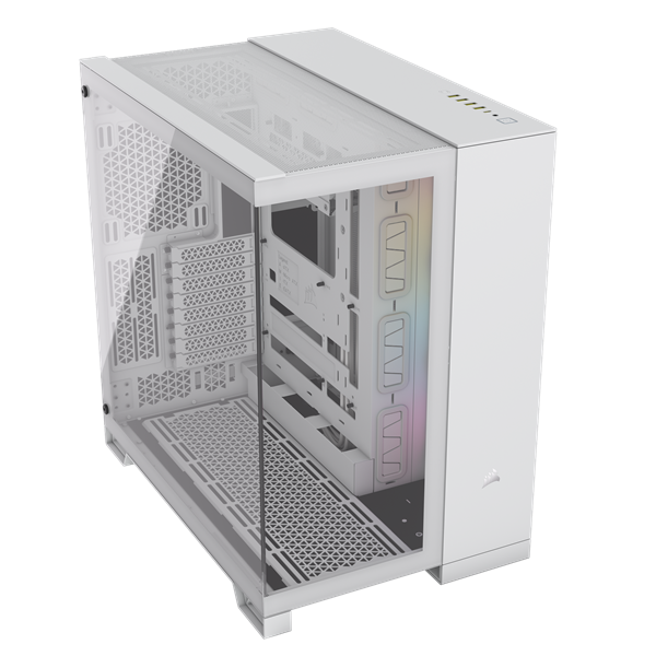 CORSAIR Ház iCUE LINK 6500X RGB, 3x iCUE LINK RX120 RGB Ventilátor, Tápegység nélkül, Edzett Üveg, fehér