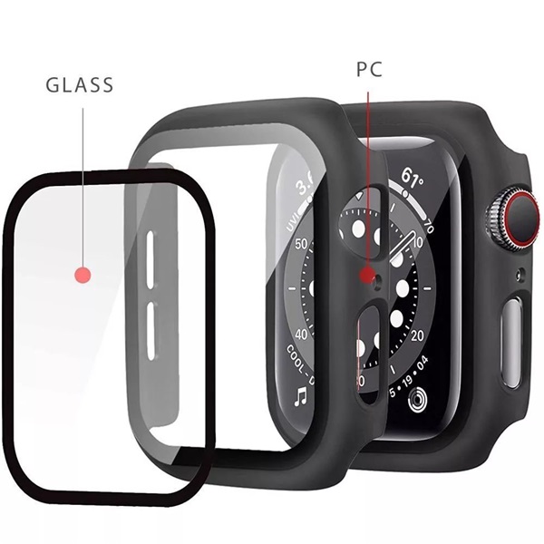 Haffner Defense 360 Apple Watch 7 (45mm) védőtok beépített edzett üveggel fekete, ECO csomagolás (FN0282)