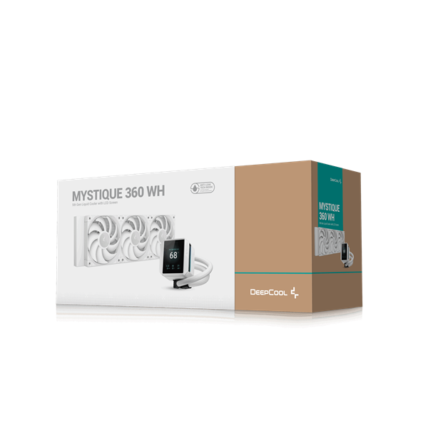DeepCool CPU Water Cooler MYSTIQUE 360 WH  max 21dB; max. 123,09 m3/h; 3x12cm, LED kijelző, fehér 