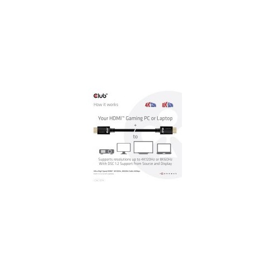  Club3D Ultra High Speed HDMI 4K120Hz, 8K60Hz Cable 48Gbps M/M 4 m  26AWG kábel