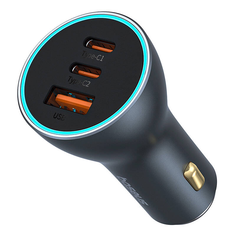 Baseus Golden Contactor Pro autós töltő, 2x USB-C, 1x USB, 65W