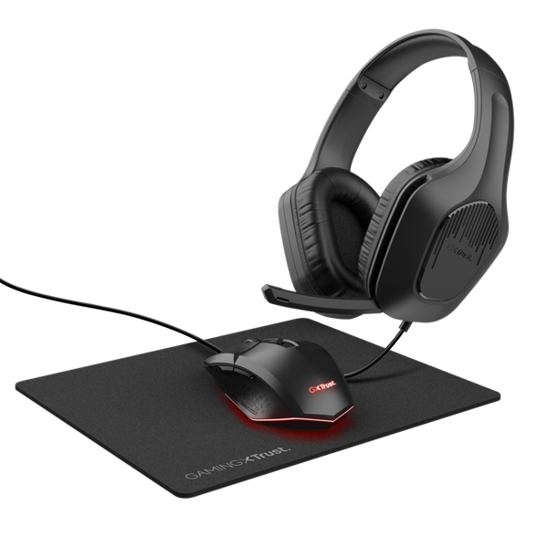Trust Bundle  GXT790 3-in-1 Gaming Bundle  Zirox fejhallgató + Felox egér + Egérpad Trust Bundle  GXT790 3-in-1 Gaming Bundle  Zirox fejhallgató + Felox egér + Egérpad