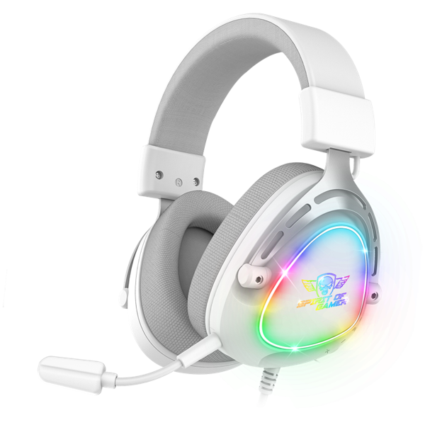 Spirit of Gamer ELITE H40 White  MultiPlatform  RGB  3.5mm Jack mikrofon hangerőszabályzó  nagy-párnás Fejhallgató  