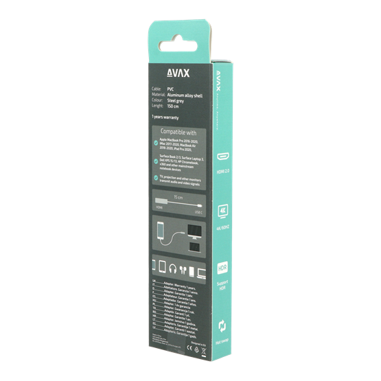 AVAX AD603 CONNECT+ Type C - HDMI 4K/60Hz adapter alumínium